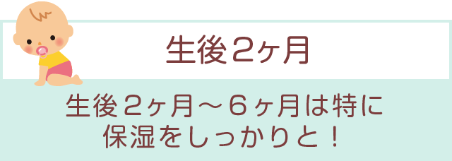 「生後2ヶ月」生後2ヶ月〜6ヶ月は特に保湿をしっかりと！